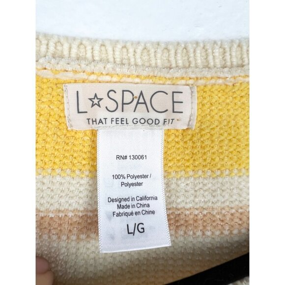 L*SPACE Sunseeker Chenille Crop Top Sweater, Yellow Stripe, Size Large - Picture 5 of 7